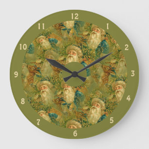 Eleganter Vintage-St. Nikolaus Weihnachtsmann Xmas Große Wanduhr