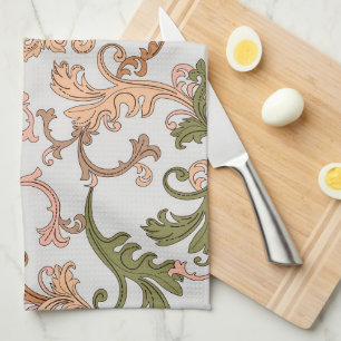 Eleganter Vintage-Victorian-Boho-Blätter-Hintergru Geschirrtuch