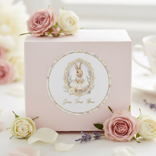 Eleganter Vintage-Wasserfarben-Hasen-Geburtstag Runder Aufkleber