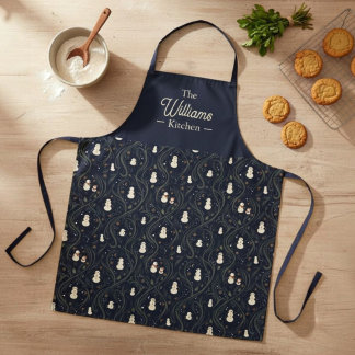 Eleganter Vintage-Weihnachten-Navy-Schneemann-Fami Schürze