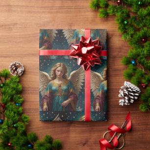 Eleganter Vintage-Weihnachtsengel Geschenkpapier