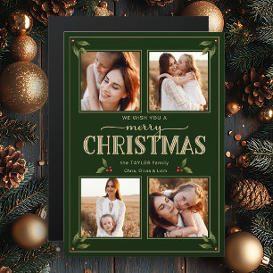 Eleganter Vintage-Weihnachtsstil 4-Foto Magnetkarte