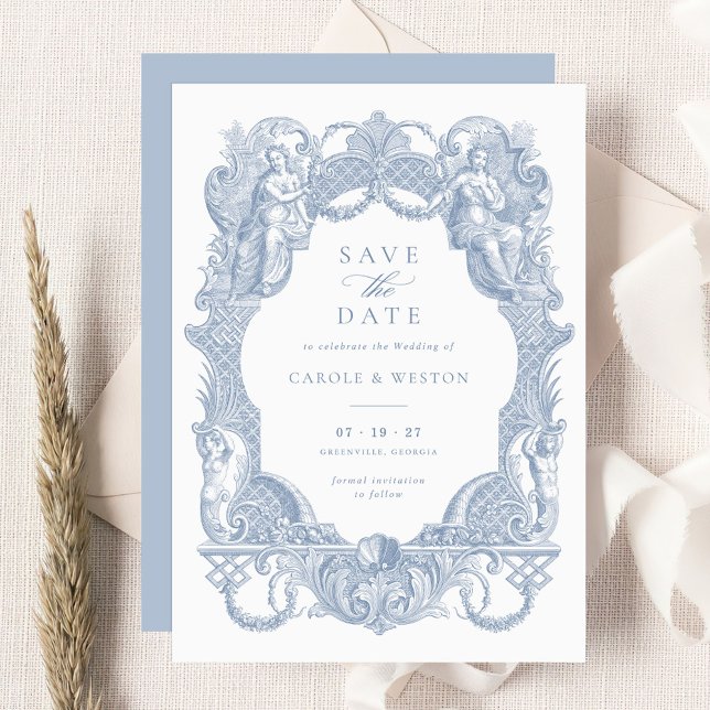 Eleganter Vintager Barockfloralhochzeittag Rett Einladung (Von Creator hochgeladen)