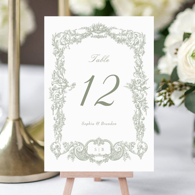 Eleganter Vintager Barockrahmen grün Tischnummer (Von Creator hochgeladen)