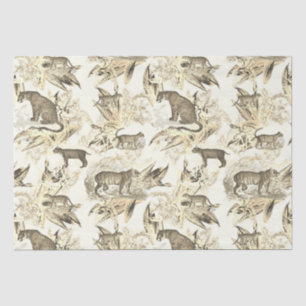 Eleganter Vintager Beige Wilde Katzen Dschungel Seidenpapier