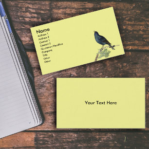 Eleganter Vintager Black Bird Gelb Visitenkarte