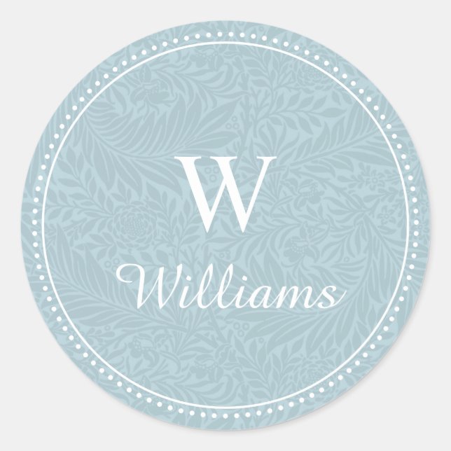 Eleganter Vintager blauer, gepunkteter Rand Runder Aufkleber (Vorderseite)