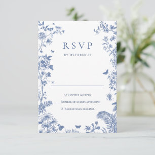 Eleganter Vintager Blue French Garden RSVP Karte