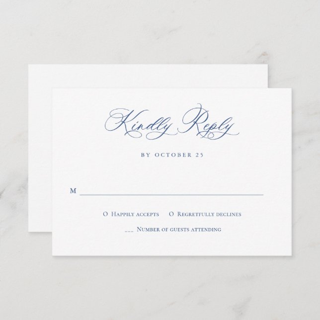 Eleganter Vintager Blue French Garden RSVP Karte (Vorne/Hinten)