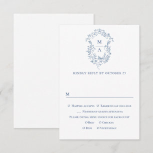 Eleganter Vintager Blue French Garden RSVP Karte