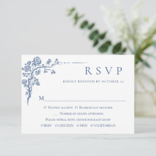 Eleganter Vintager Blue French Garden RSVP Karte