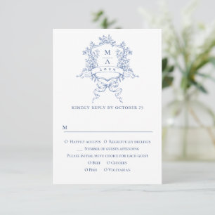 Eleganter Vintager Blue French Garden RSVP Karte