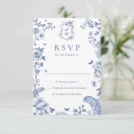 Eleganter Vintager Blue French Garden RSVP Karte