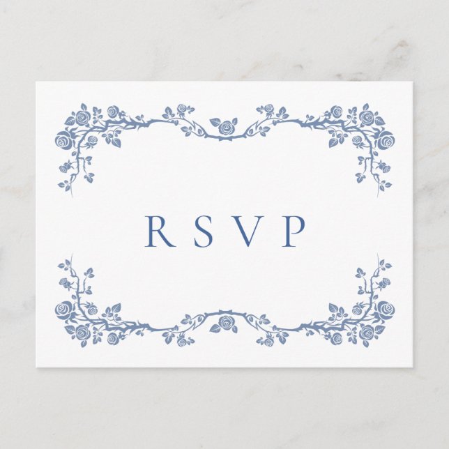 Eleganter Vintager Blue French Garden Wedding UAWG Postkarte (Vorderseite)