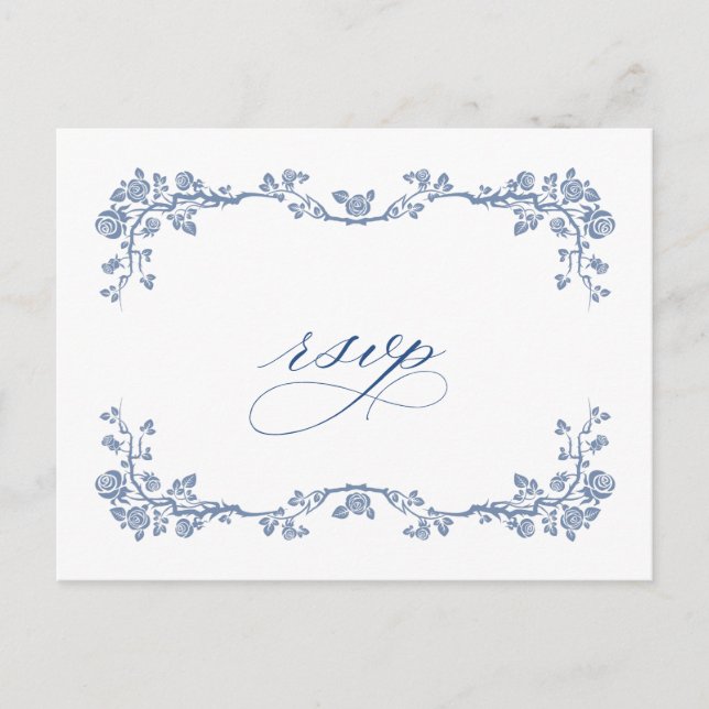 Eleganter Vintager Blue French Garden Wedding UAWG Postkarte (Vorderseite)