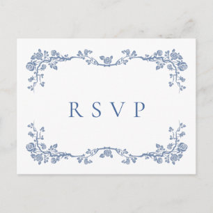 Eleganter Vintager Blue French Garden Wedding UAWG Postkarte