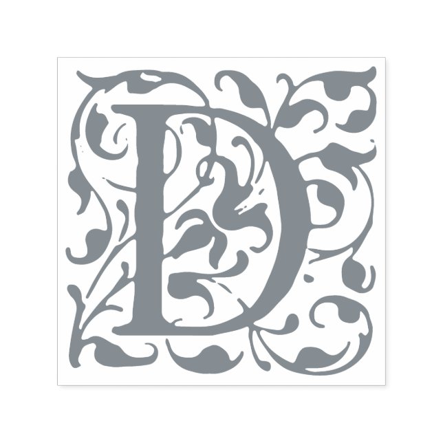 Eleganter Vintager Blüh Letter D Monogramm Permastempel (Design)