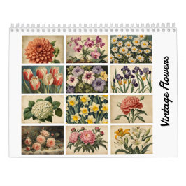 Eleganter Vintager Blume Naturkalender Kalender