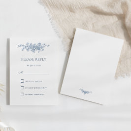 Eleganter Vintager Blumenblauer Hochzeitstag RSVP Karte