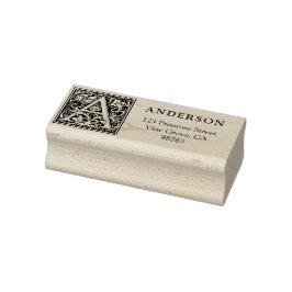 Eleganter Vintager Blumenbrief A Monogram Custom Gummistempel