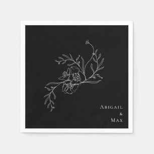 Eleganter Vintager Blumencocktail B/W Serviette