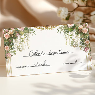 Eleganter Vintager Blumengarten Hochzeit Platzkarte