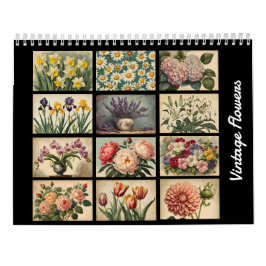 Eleganter Vintager Blumenkalender Kalender