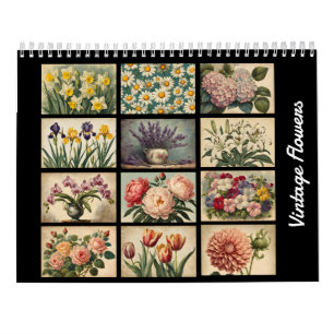 Eleganter Vintager Blumenkalender Kalender