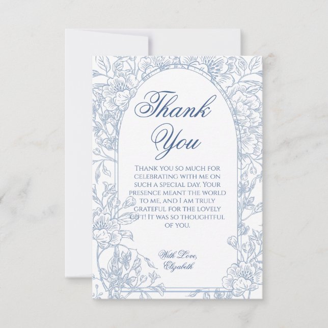 Eleganter Vintager Blumenrahmen Dankeskarte (Vorderseite)