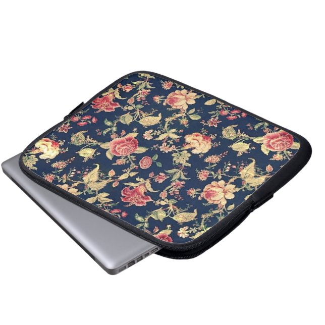 Eleganter Vintager BlumenRosen-Elektronik-Fall Laptopschutzhülle (Vorne Knopf)