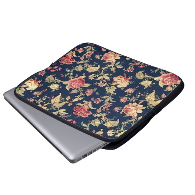 Eleganter Vintager BlumenRosen-Elektronik-Fall Laptopschutzhülle (Vorne Knopf)