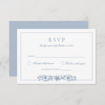 Eleganter Vintager Blumenstrauß Blue Wedding RSVP