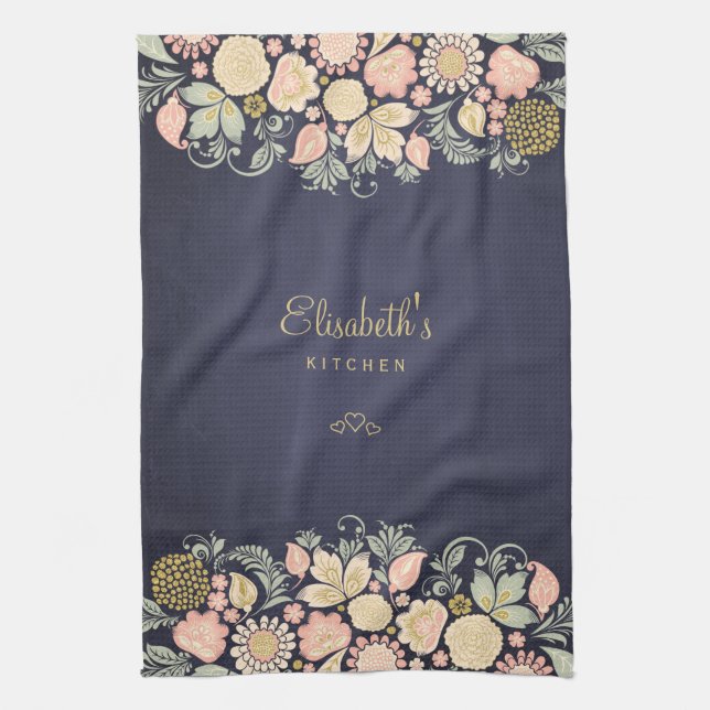 Eleganter Vintager Blumenstrauß Geschirrtuch (Vertikal)