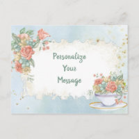 Eleganter Vintager Blumenstrauß-Tee Personalisiert