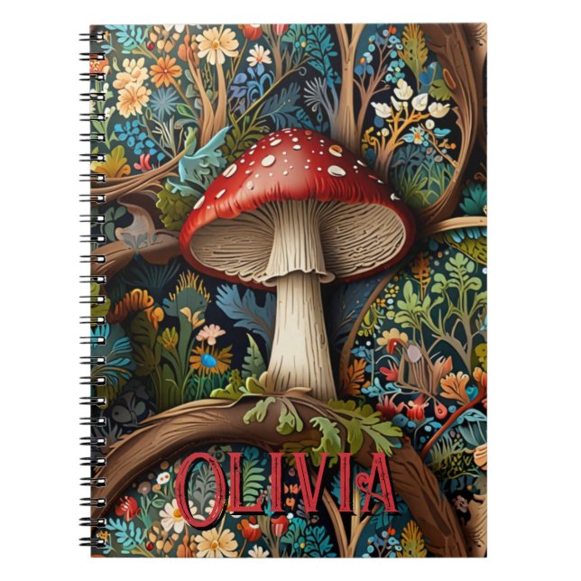 Eleganter Vintager bohemianischer Pilzwald Notizblock (Vorderseite)