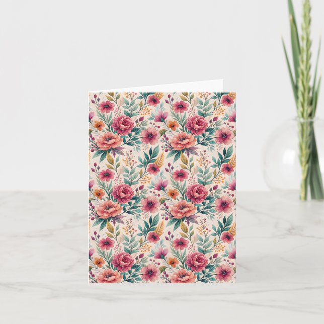 Eleganter Vintager Botanischer Blumenkorb Karte (Vorderseite)