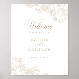 Eleganter Vintager Botanischer Hochzeitsempfang Poster