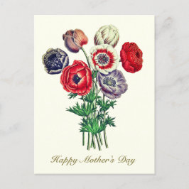 Eleganter Vintager Botanischer Mohnanemon Postkarte