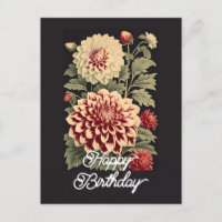 Eleganter Vintager Dahlia Blume Happy Birthday