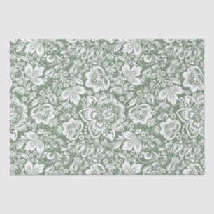 Eleganter Vintager Damast auf Salbei Seidenpapier