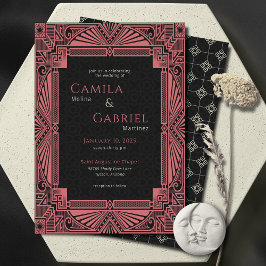 Eleganter Vintager Deko Black Lmon Einladung