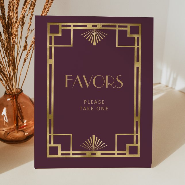 Eleganter Vintager Deko Burgundy Gold Gastgeschenk Sockelschild (Von Creator hochgeladen)