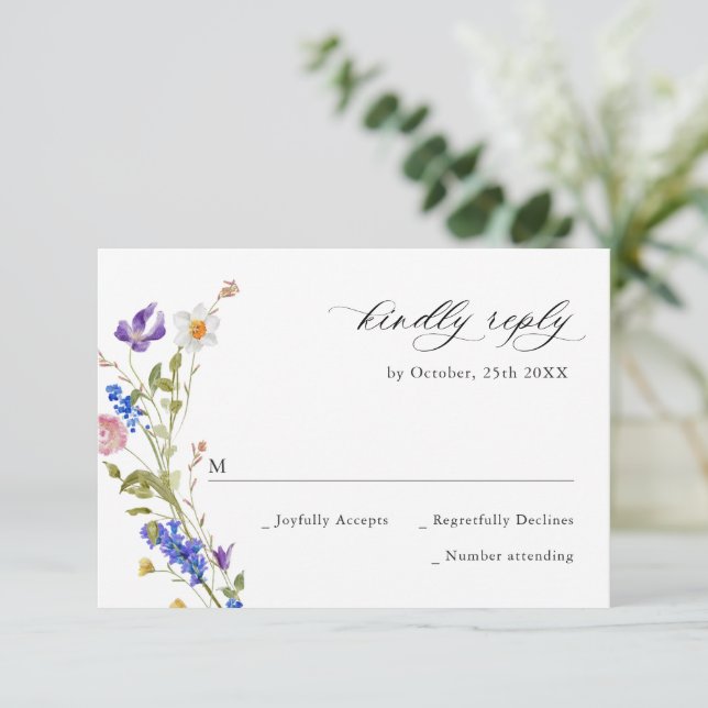 Eleganter Vintager Französischer Garten Blumengrün RSVP Karte (Stehend Vorderseite)