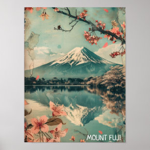 Eleganter Vintager Fuji Japan Travel Poster