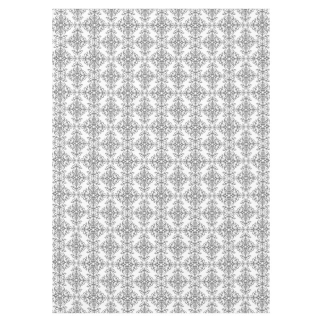 Eleganter Vintager, grauer und weißer Blumendach Tischdecke (Vorderseite)