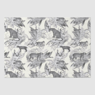 Eleganter Vintager Grautoile Wilde Katzen Dschunge Seidenpapier