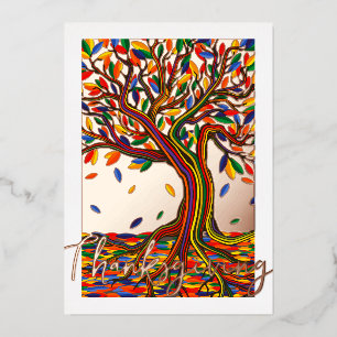 Eleganter Vintager Herbstbaum Schöne Dekoration Folien Feiertagskarte