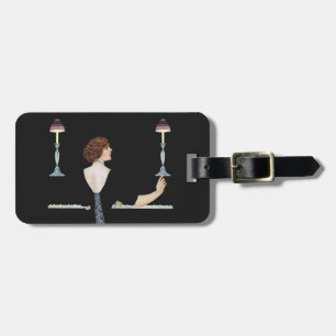 Eleganter Vintager Klavier-Mädchen-Gepäck-Umbau Gepäckanhänger