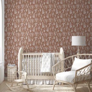 Eleganter Vintager Kräutergarten Mocha Brown Tapete