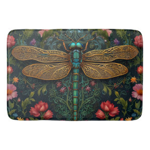 Eleganter Vintager Libellenboho botanisch Badematte